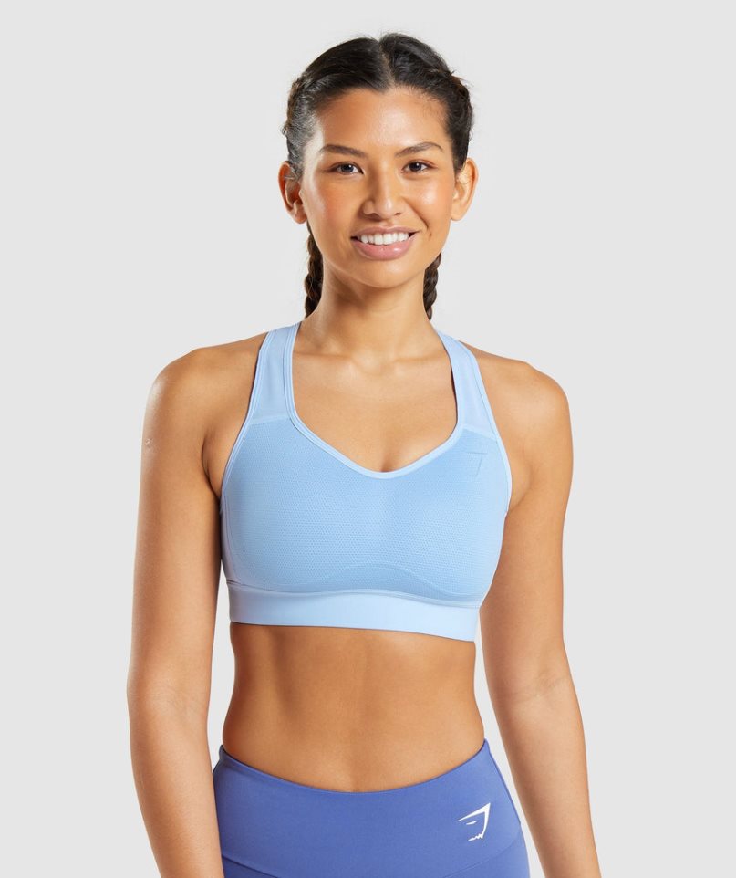 Women\'s Gymshark Lightweight High Support Sports Bra Light Blue | CA 15870N